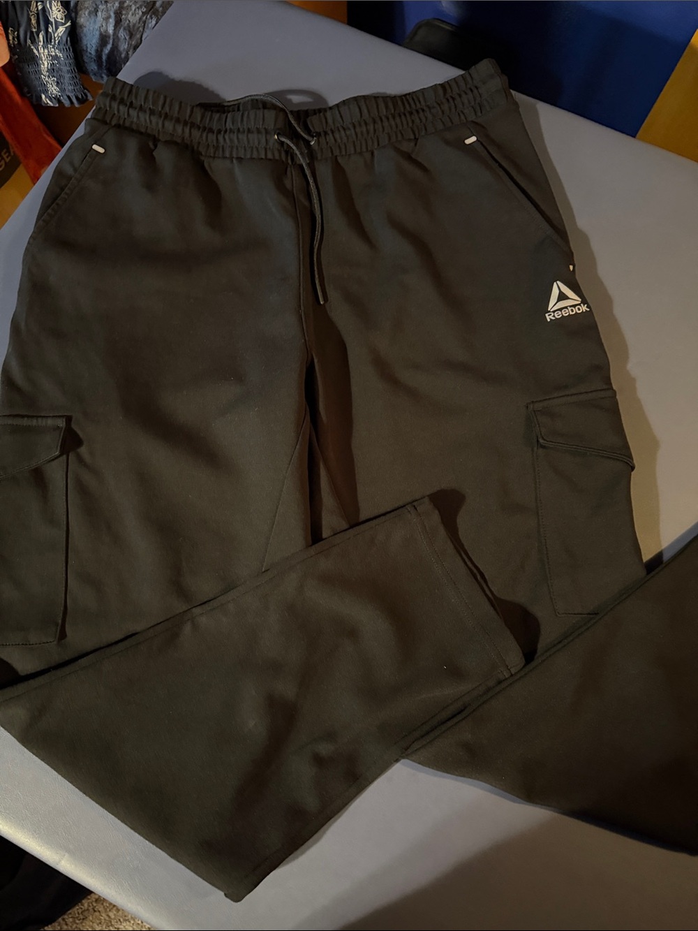 Reebok Men's Black Cargo Joggers with Logo